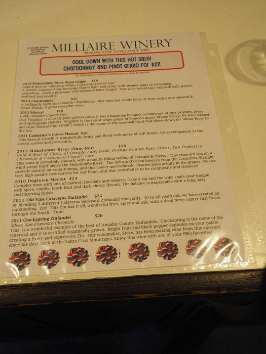 Milliaire tasting menu